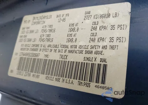2006 Dodge Dakota Slt z USA, uszkodzony, nr VIN 1D7HW48N56S589607